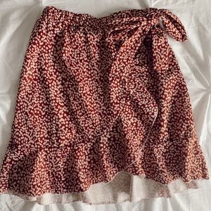 Red Cross tie floral skirt